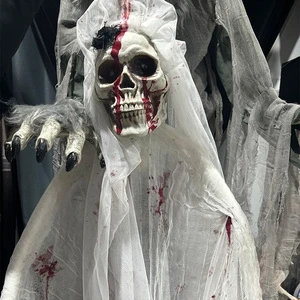 Funny Ghost Light String for Outdoor Halloween Party Decorations Durable Plastic Fabric Courtyard Scene Party Accessories