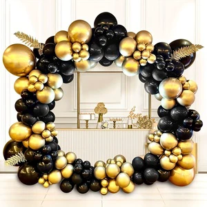New 104 Pcs Black and Gold Garland Arch Kit for Holiday Party Birthday Wedding Home Photo Background Party Decoration Balloons