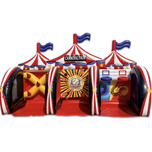 Party Rental Equipment Inflatable Carnival Game Ring Toss Speed Pitch and Basketball Axe Throwing Frisbee Toss Knock Me Out