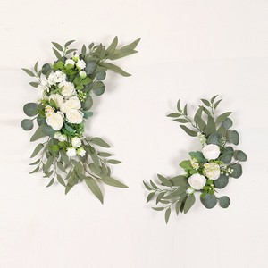 Wedding Signage Corner Flower Tropical Artificial Plastic Silk Plant Party Event Decoration Preserved Rose Stage Backdrop