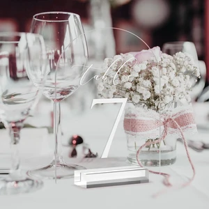 Custom Modern Acrylic Wedding Table Number Stand with Arched Design DIY Simple 3D Lettering Eco-Friendly Customizable Color