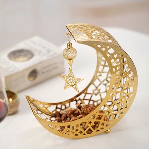 New Arrival Islamic Decor Date Palm Snack Storage Plate Food Tray Moon Arab Eid Festival Home Decoration Ramadan Supplies