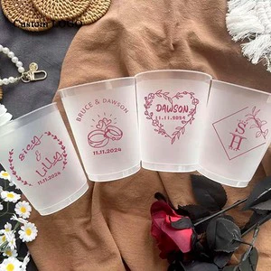 Personalized Frosted Waterproof Drinking Cups for Wedding Reception Bar Bulk Order Custom Printed Reusable Plastic Romantic