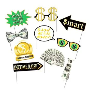 Party Supplies Money Theme Photo Booth Props Dollar Selfie Props Kit for Birthday Wedding Bachelorette Graduations Party