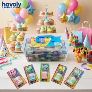Bulk Pack Kids Birthday Party Favor Pop up Toy Candy Cartoon Elastic Surprise Fruity Gummy Candy Box Low-Sugar