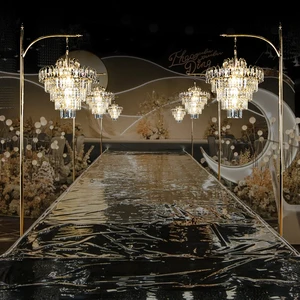 European Luxury Gold Crystal LED Table Centerpiece Flower Stand for Wedding Light Home Party Banquet Hall Decoration