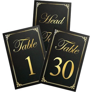 Gold Foil Table Numbers 1-30 and Head Table Card Wedding Place Seating Cards Black and Gold Table Numbers Cards