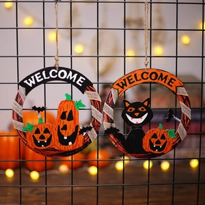 PARTYMENT Wholesale Halloween Round Wooden Hanging Sign for Spooky Party Decorations and Holiday Home Wall Art