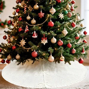 2025 New Christmas Tree Skirt Knitted Apron Cottage Country Style Tree Base Scene Arrangement