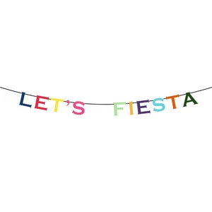 Xieli Fiesta Party Decorations Hanging Banner LET'S FIESTA Paper Party Decor