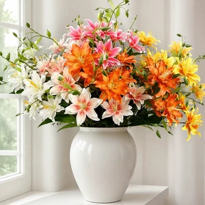 New Arrival European Style Artificial Lily Flower Wholesale Bulk For Home Wedding Restaurant Hotel Showroom Table Decoration