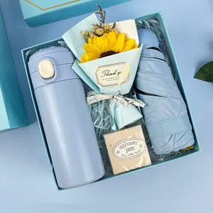 Party Favors for Guests Wedding Gift Set With Thermos Umbrella Soap Blue Box Practical Souvenirs for Bridal Shower Birthday