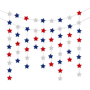 USA Flag Party Set Paper Banner Custom Design for Independence Day Celebration Hanging Decoration