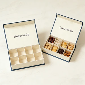 Custom Logo Premium Food Ramadan Gift Truffle Chocolate Bonbon Baklava Confectionery Sweets Packaging Paper Box With Divider
