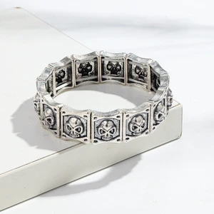 2025 Newest Wholesale Jewelry Polishing Alloy Skeleton Shape Custom Diy Italian Punk Bracelets