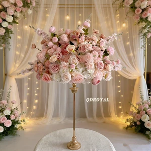 Wholesale Pink White 50 60cm Artificial Silk High Quality Wedding Flower Ball Table Centerpiece Decoration Floral Ball for Event