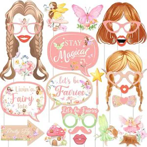 Let's Be Fairies Boho Theme Party Photo Booth Props for Girls Happy Birthday Baby Shower Bachelorette Party Decor Supplies Favor