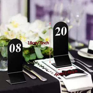 Easy Stacked 1-20 Elegant DIY Black Acrylic Table Number Card Signs for Party Seating Reserved Table Sign