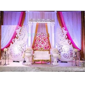 Western Wedding Reception Stage Setup Affordable White Theme Engagement Stage Decoration Fusion Wedding Reception Stage Decor
