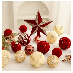 Factory Wholesale Handmade High Quality Xmas Tree Home Decor Hanging Ornaments Baubles Window Display Arrangements Flocked Ball