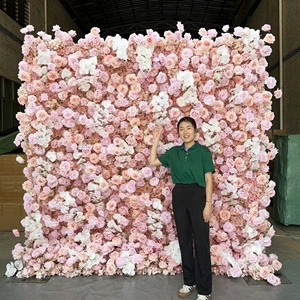 GNW Artificial Elegant Wedding Flower Wall for Wedding Event Flower Backdrop Decoration Beautiful Flower Wall Design Rose Wall