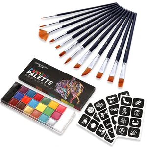 20 Colors Face Oil Painting Kit Professional Body Makeup Halloween Party Tattoo Face Body Paint Oil Painting with Paint Brushes