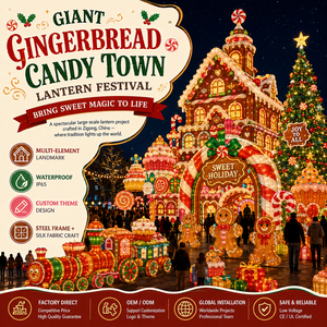 Waterproof Gingerbread House Lantern For Outdoor Christmas Garden Light Show