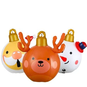 Factory Custom PVC Inflatable Christmas Ball Ornaments Outdoor Holiday Yard Decorations Featuring Snowman Santa Decorations