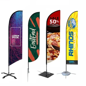 Custom Feather Flag Logo Design Printing Flying Tear Drop Flag Beach Banner With Pole Spike Cross Base For Outdoor Advertising