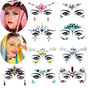 3D Crystal Glitter Tattoo Drill Stickers Eyes Party Face Stickers Decoration Diamond Masquerade Temporary Tattoo Sticker