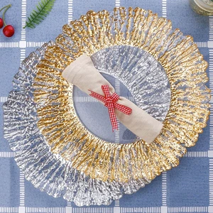 Luxury Modern Eco-Friendly Business Gifts Customized Round Dinner Glass Charger Plate for Table Wedding Decorations