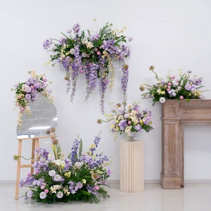 LANJO Dreamy Purple Artificial Flower Garland Wisteria Style For Wedding Hanging Wall And Table Decor