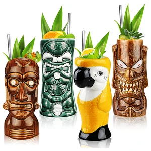 Custom Hawaiian Beach Party Multi Style Tiki Cocktail Glasses Popular Ceramic Decorate Tiki Mugs