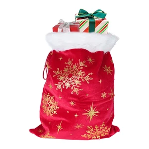 HCD Red Gilded Polyester Christmas Stockings for Holiday Decoration and Supplies