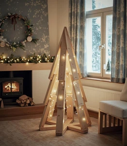 Wooden Festive Rustic Christmas Tree Ornament Stand