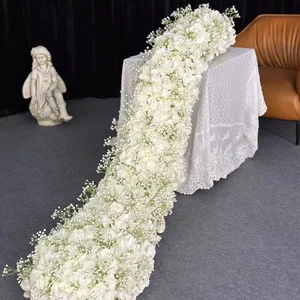 Hot Selling CRose Flower Decoration Vines Garland Silk Flower Garland Table Flower Runner for Wedding Party Floral Arch