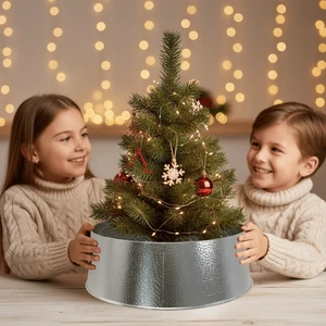 Large Metal Christmas Tree Collar Decorative Steel Base Cover Rustic Holiday Tree Skirt Stand Ring for Real & Artificial Trees