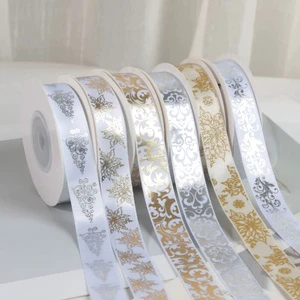 Christmas Ribbon Metallic Gold Foil Satin Ribbon Ribbon Spool for Wedding Christmas Cake Bouquet Gift Wrapping (DIY Bows)