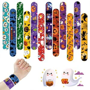 Halloween Party Children's Folk Art Cartoon Printed Horror Ghost PVC Pat Ring Mixed Bracelet Lin Xu Gift
