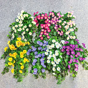 Plastic Artificial Morning Glory Flower Wall Hanging for Indoor/Outdoor Wedding Home Decorations Wholesale