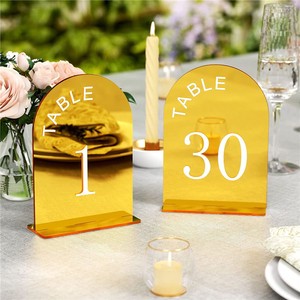 Light Luxury Gold Mirror-Finish Acrylic Table Numbers Dining Table Number Seat Card for Wedding Reception Birthday Party