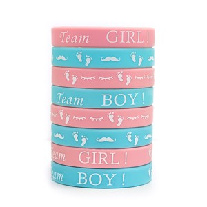 Team Boy Girl Party Rubber Wrist Strap Silicone Bracelet Wristbands Rubber Blind Birthday Party Box Gender Reveal Party Custom