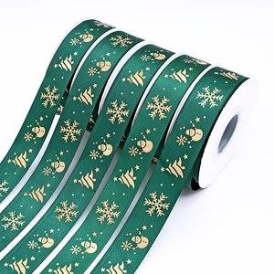 Christmas Ribbon Spool Festive Polyester Ribbongift Wrap with Floral Fruits & Baking Decorations for Gifts & Baking