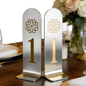 Customizable Double-Sided Vertical Table Number Sign Custom LOGO Aluminum Steel Plate for Weddings Restaurant Advertising Boards