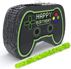 Custom Pinata Video Game Controller Pinatas Bundle with Blindfold and Bat for Boys Kids Birthday Party Decoration Set