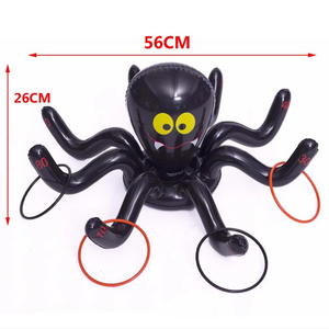 Halloween Party Inflatable Spider Toss Game Toys With Colorful Throwing Rings for Kids