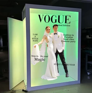 New Custom Magazine-style Photo Booth Box, Fashionable Outdoor Wedding Party Event Self-portrait Photo Booth Backdrop Accessory