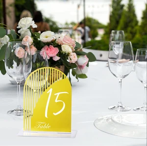 Wedding Centerpieces Gold Acrylic Wedding Table Numbers Banquet Seat Card Arch Hollow Wedding Table Numbers