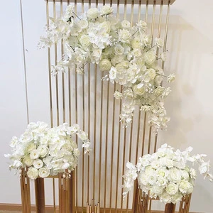 Customized Wedding Table Centerpieces Flower Ball White Rose Stage Flower Hanging Wedding Backdrop Orchid Flower Set Arch