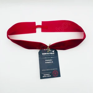 E-Magic Custom Christmas Velvet Ribbon With Loop Paper Hang Tag Gift Wrapping Decorative Ribbon for Holiday Gift Box Packaging